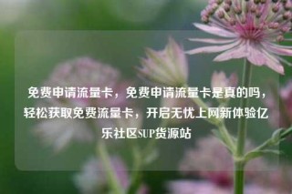 免费申请流量卡，免费申请流量卡是真的吗，轻松获取免费流量卡，开启无忧上网新体验亿乐社区SUP货源站