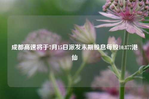 成都高速将于7月15日派发末期股息每股10.877港仙  第1张