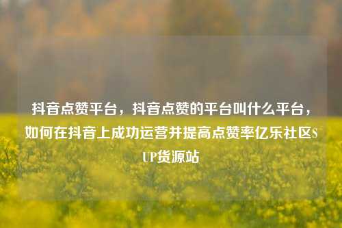 抖音点赞平台	，抖音点赞的平台叫什么平台，如何在抖音上成功运营并提高点赞率亿乐社区SUP货源站  第1张