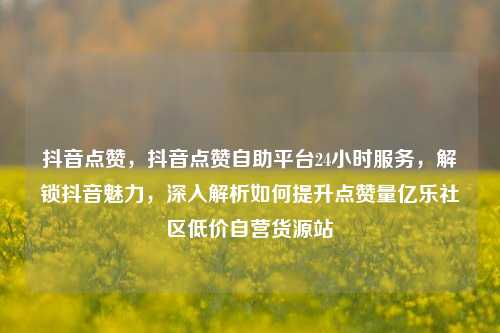 抖音点赞，抖音点赞自助平台24小时服务，解锁抖音魅力	，深入解析如何提升点赞量亿乐社区低价自营货源站  第1张